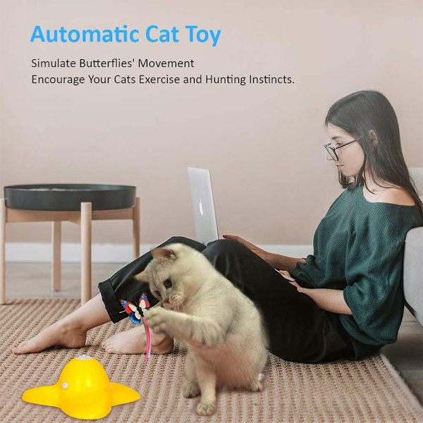 Katt leksaker, interaktiva katt leksaker för inomhuskatter, fjäril katt leksak, roliga kattunge leksaker, elektronisk realistisk fladdrande ljud