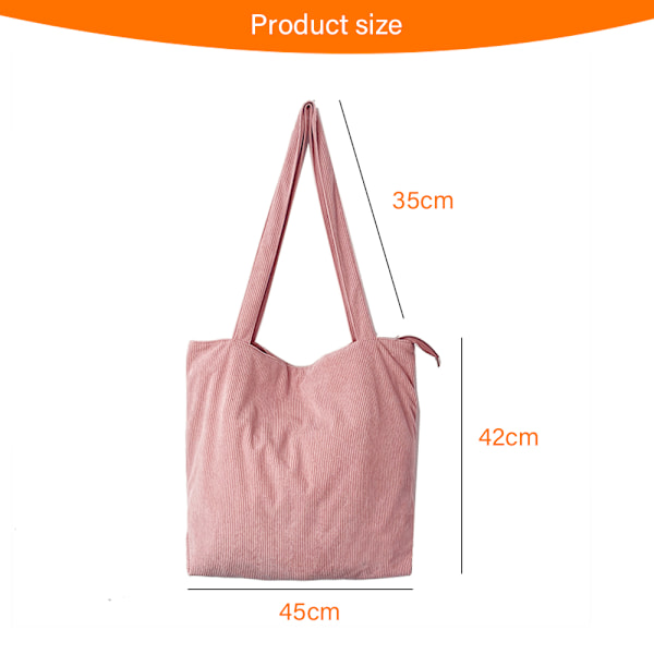 Dame Corduroy Tote Bag, Casual Håndtasker Tasker til Kvinder Stor Kapacitet Skulder Shopping Bag