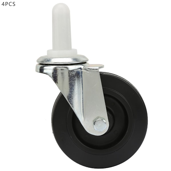 4 stk 3 tommers svingbare hjul M15 gummiskaft rulle PVC-hjul (svart)