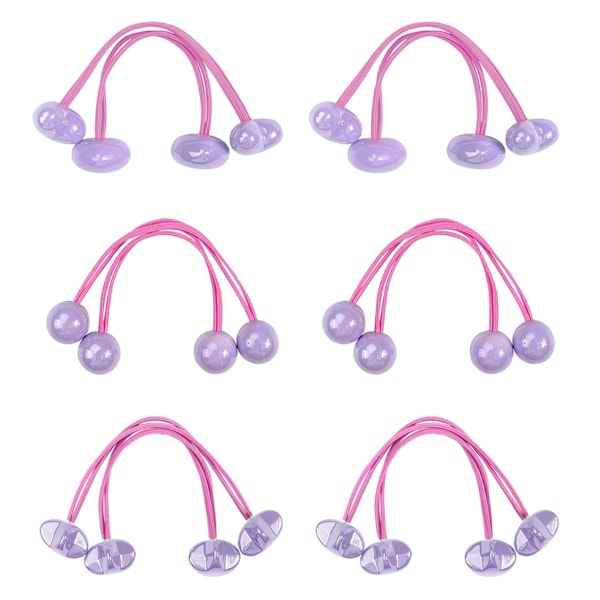 6 st hästsvansboll hårelastisk serie, ljus färg dubbel pärlhåstsvansboll hög elastisk baby gummiband