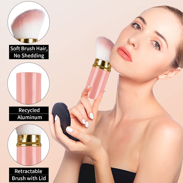 Retrakterbart Foundation Makeup-borste, Reseflatborste Bärbar Foundationborste med Skydd