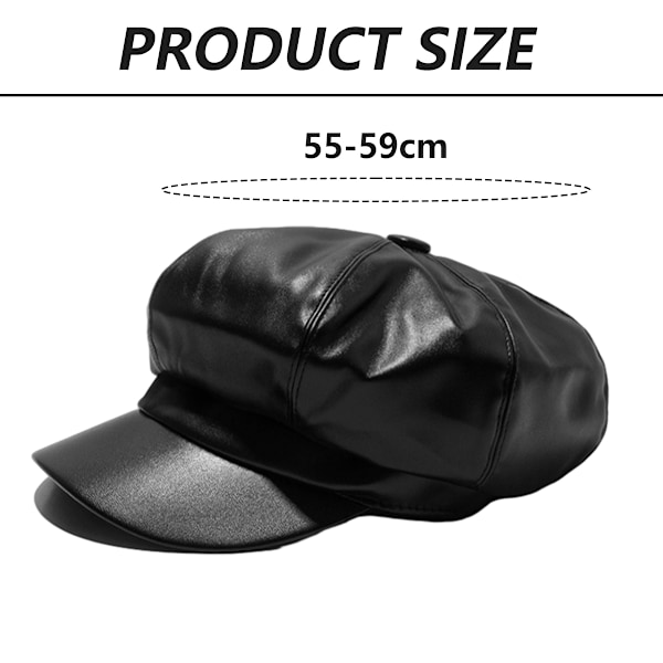 Newsboy Caps til Kvinder, PU Læder Cabbie Painter Hat Gatsby Ivy Beret Cap