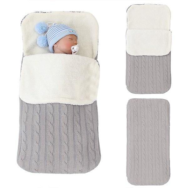 1 st Newborn Baby Swaddlefilt, Stickad Varm Fleecefilt Swaddle Sovsäck Väska Vagn Unisex Baby Sovsäck för Baby