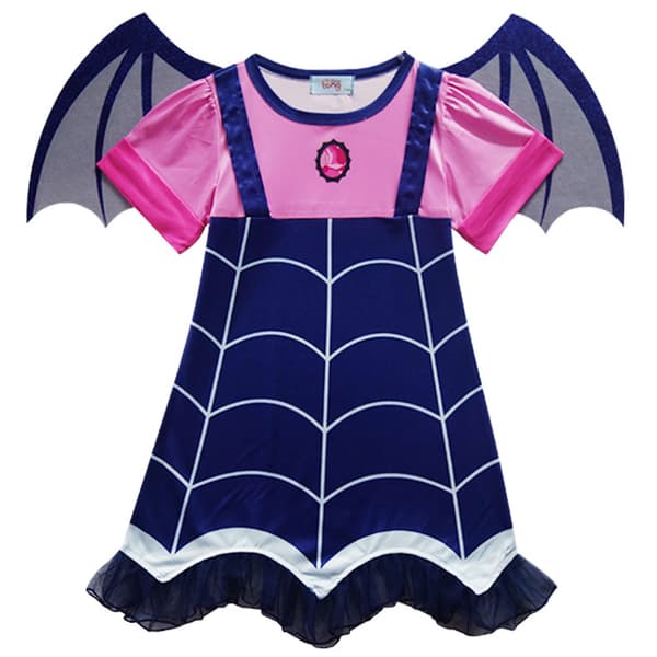 Halloween-vampyrkostyme for jenter med flaggermusvinger og hodeplagg 100cm
