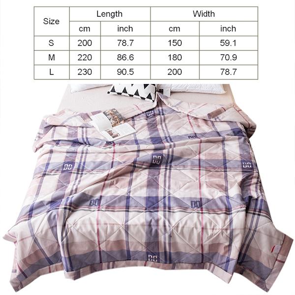 Tvättad Grid Queen Sommar Luftkonditionering Comforter Quilt Täckfilt för Barn Vuxna (S)