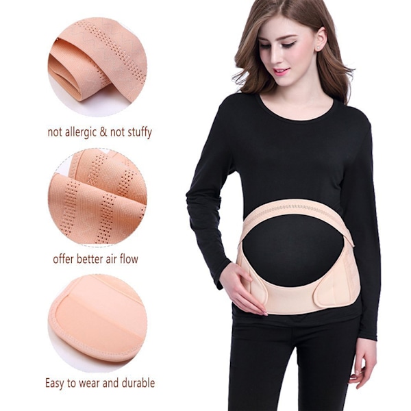 Maternity Belly Band och Bukband, Andningsbar Graviditetsstödbälte, Elastiskt Midjestöd, Prenatal Ryggstöd, Smärtlindrande Wrap