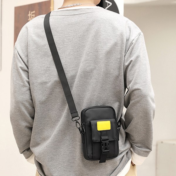 Menners messengerbag utendørs nylon skulderbag mote mobiltelefonveske brystveske
