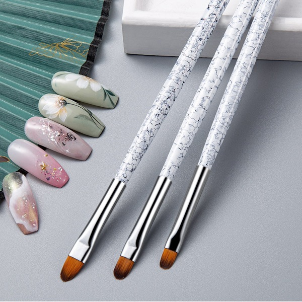 3-pack målade stretch-krokar för nagelkonst, multifunktionella nagelpennor, gellackspensel