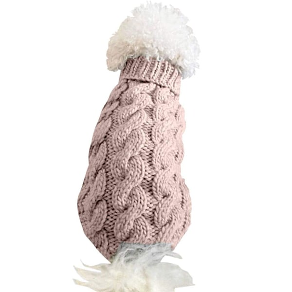 Hundtröja med polokrage, höst vinter stickad husdjur valp kläder tjock varm väst jacka