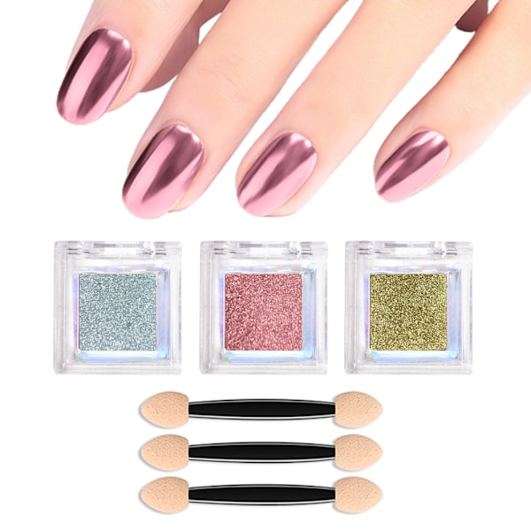 Nagelpulver metall spegeleffekt holografisk aurora kameleont pigment, nagelkonst gel fast magiskt spegelpulver