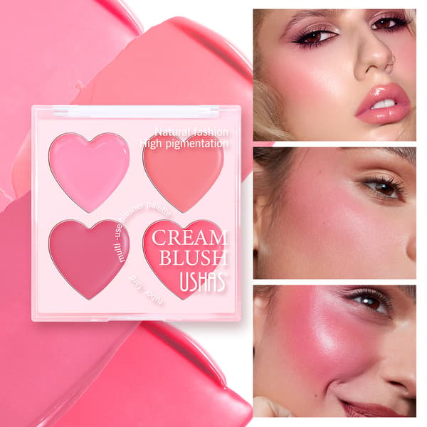 Hjerteformet matt rouge naturlig firefarget kremrouge