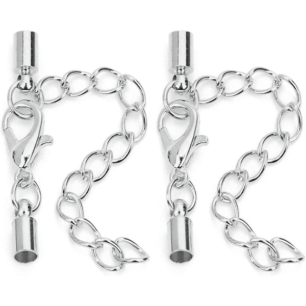 20 st Leather Cord End Clasps Connectors med Hummerlåsändkåpor Förlängningskedja för DIY Smyckestillverkning Halsband Armband