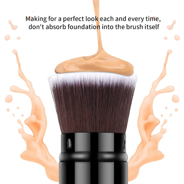 Retrakterbart Foundation Makeup-borste, Reseflatborste Bärbar Foundationborste med Skydd