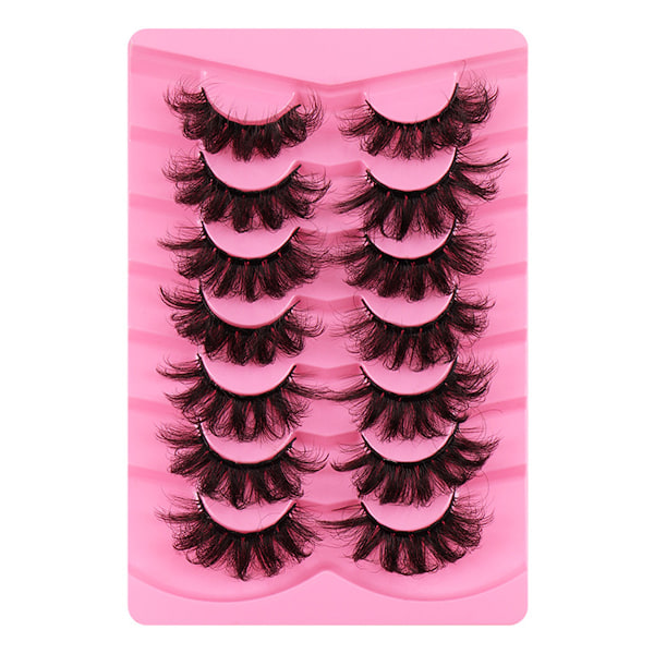 En boks med 7 par falske øyevipper i imitert sabelpels, 8D, krøllete, tykke, for scenemakeup