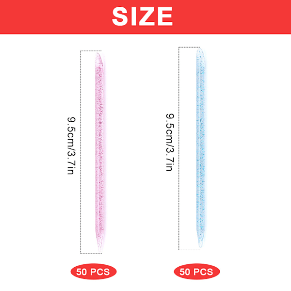 100 stk Engangs Neglepinde Cuticle Pusher bulk, Neglepleje Pinde Rengøring Cuticle Stick