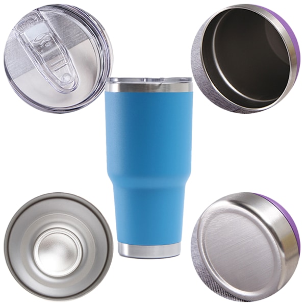 Thermos Termosmugg i Rostfritt Stål, Resemugg för Kaffe, Isolerad Kaffekopp med Vikbart Lock