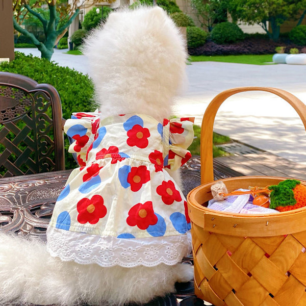 Liten hundklänning sommar husdjur hundkläder för små hundar katter flicka söt blommig valp sele klänningar husdjur prinsessa födelsedagsklänning kvinnlig hundkläder