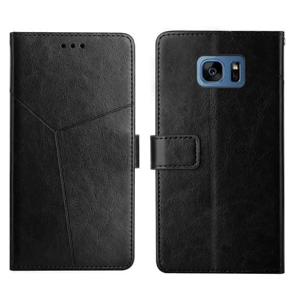Telefoncover til Samsung Galaxy S7 Edge Y-sømme Horisontalt Flip Læder, Sort