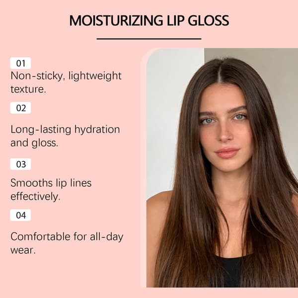 Moisturizing and Plumping Lip Gloss (Lotus Root Pink) - Provides shine, is non-sticky, highly pigmented, and versatile.
