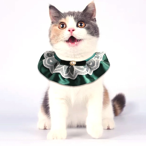 Jul Hund Katt Halsband Sammet Rosett Husdjur Haklapp Söta Halsdukar Halsband Halsrem För Husdjur Kostym Tillbehör(Grön)