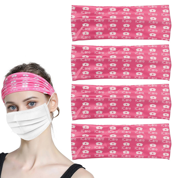 Knapper for sykepleiere Kvinner, ansiktsdekkende pannebånd bandanaer for ørebeskyttelse hodeplagg elastisk hårbånd for sykepleierdaggave
