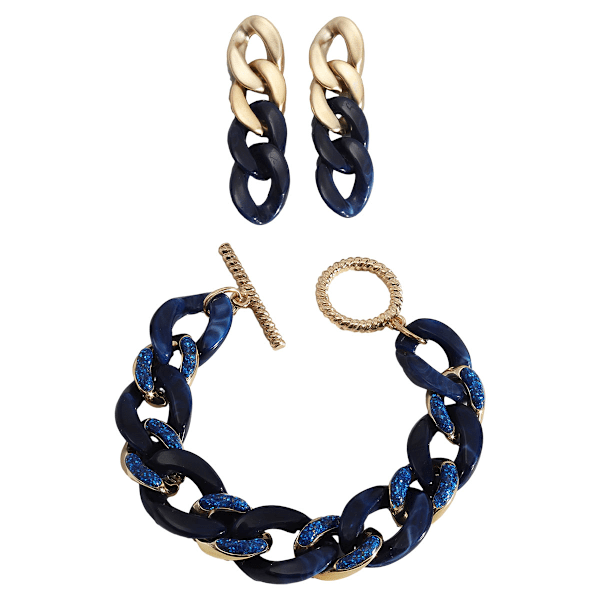 Hängande örhängen med kedja, Resin Link-armband, färgglatt armband, present till kvinnor och flickor
