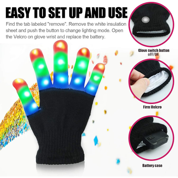 Barne-LED-fingerlys Hansker Kule Morsomme Leke for Barn - Gaver til Barn