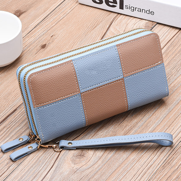 Læder Multi Kreditkort Stor Kapacitet Lynlås Clutch Rejsetaske Wristlet