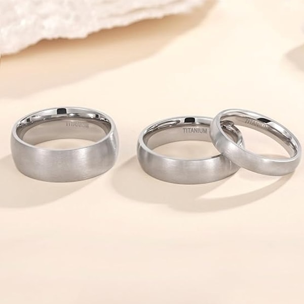 8 mm Titanring i rustfritt stål, matt finish, hererring, vielsesring, komfortabel passform, størrelse 8-11