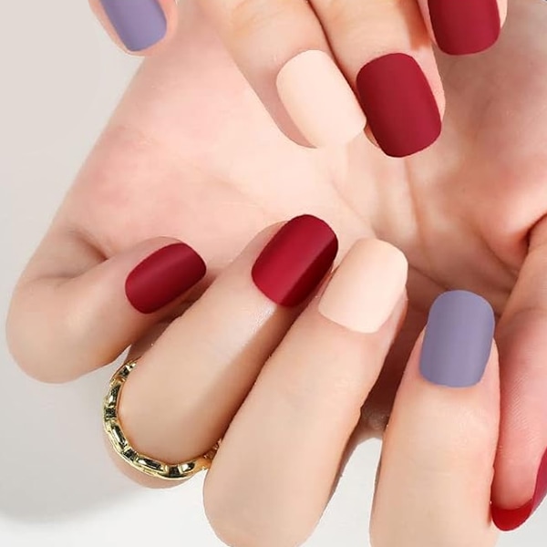 24-pack 576 matta nagelpressar, medium längd, medium kista falska naglar full set, akryl korta balett falska nagelspetsar, nagelkonst DIY