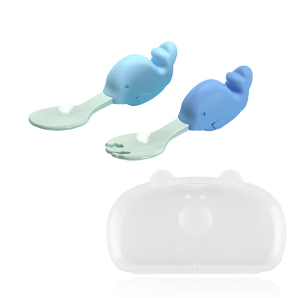 Ny baby spise ske med kort håndtag spork silikone spork bestik til børn
