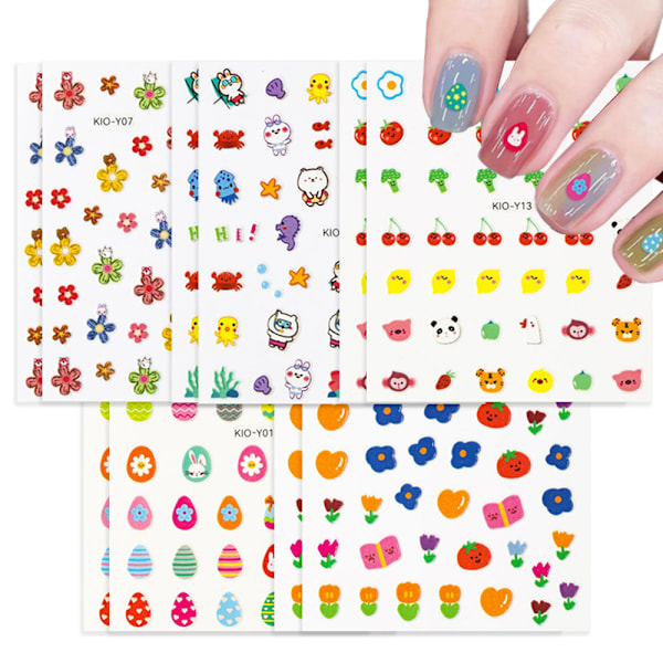 10 st Luminous Nagelstickers för Barn och Flickor, Självhäftande Glow Påsknageldekorationer