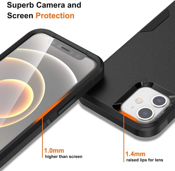 Etui til iPhone-serien – Designet for iPhone 12-etui og iPhone 12 Pro-etui, Premium Støtsikkert Fallbeskyttelsesetui for 6,1 tommer (iPhone Black[TT] Black iPhone 12/12Pro