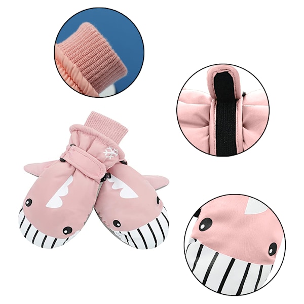 1 par Vinterhansker for barn Småbarnsvotter for Ski Gutter Snø Jenter Vanntett Varmt Fleece