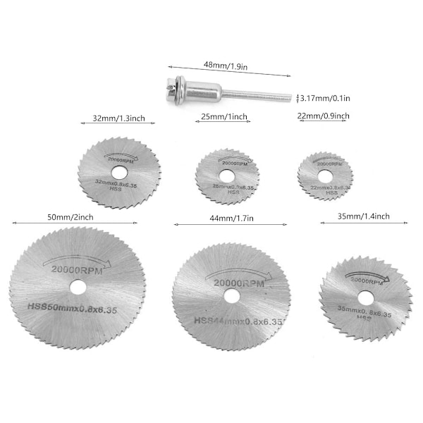 7-pack Stål Cirkelsågblads Set Skärdisk Hjul Elektrisk Sliptillbehör