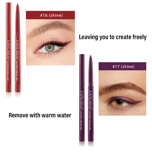 6 Färger Vattentät Ögonpenna Set Matt Långvarig Eyeliners Ögonmakeup Pennor, Retraktila