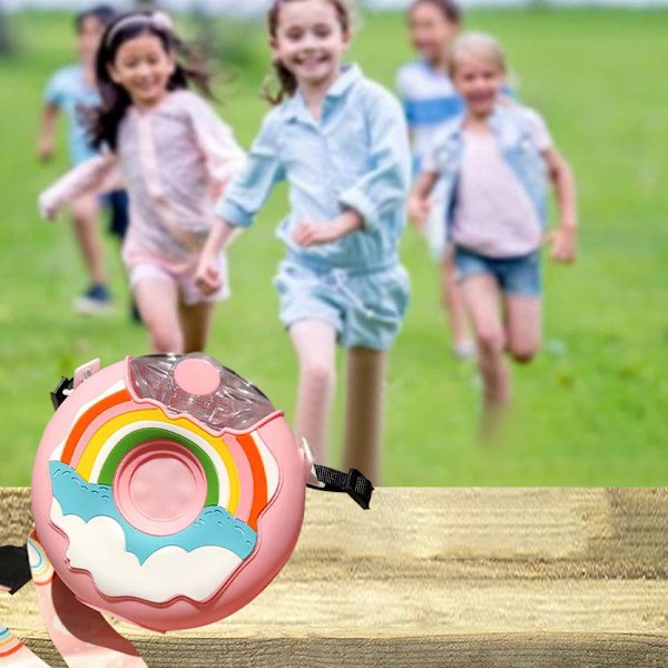 380ml Donut Vattenflaska med Sugrör för Barn, Småbarns Dricksflaska för Utomhus och Skola