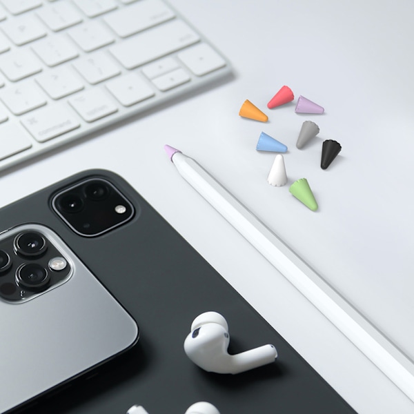 Silikonbeskyttelse for Apple Pencil-tupper (1. og 2. generasjon), sklisikker og støydempende