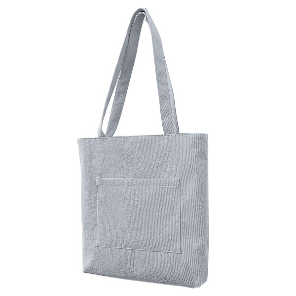 Dame Casual Tote Bag, Vintage Corduroy Skuldertaske, Corduroy Tote med Forlomme og Lynlås