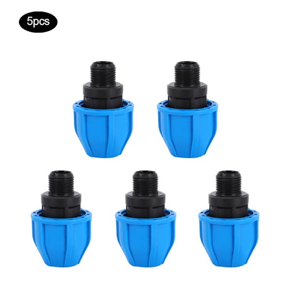 5 stk. PE Plast G1/2 tommer Han-gevind til 20 mm lige Connector Vandrørsadapter Fitting