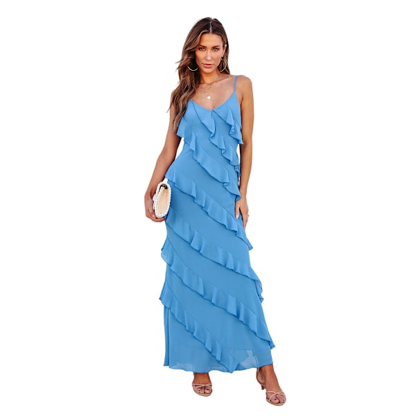 Kvinners Tube Asymmetrisk Ruffled Maxi Bodycon Kjole