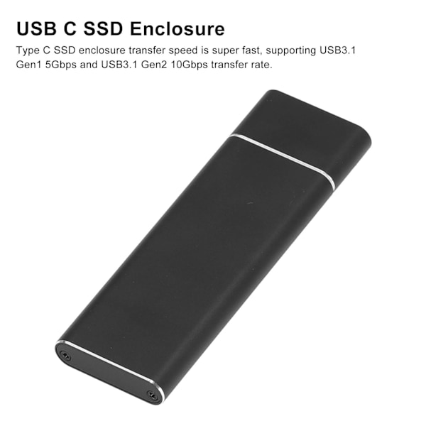 USB C SSD-hölje M.2 NGFF Hög Hastighetsöverföring USB3.0 5Gbps USB 3.1 10Gbps Typ C Metall SSD-hölje för Dator Svart