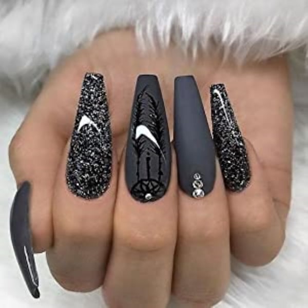 Långa falska naglar - genomskinliga akrylnaglar Kistformade ballerinanaglar tips 500st cover konstgjorda konstnaglar med case för nagelsalonger och
