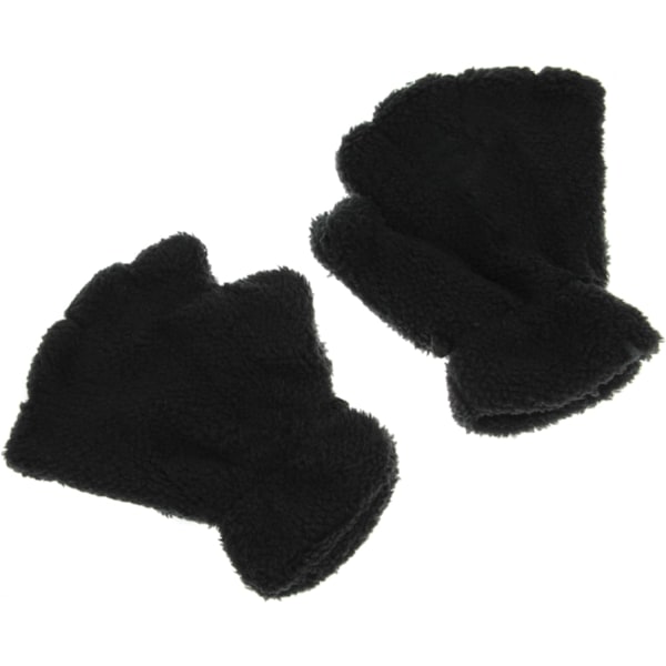 Hanske med kattepote - Fingerløse, kunstig pels, myke, varme vinterhansker, halvfingerhansker, søte kattepote-cosplay-hansker, fuzzy pels-hansker for kvinner og jenter