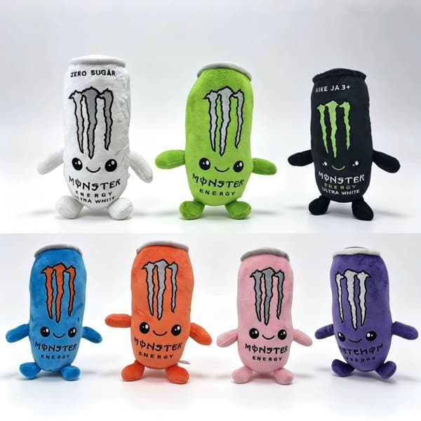 Uusi tuote: Monster Energy Zero-Sugar White (Ultra) -replikapehmolelu / nukke / lahja Blue