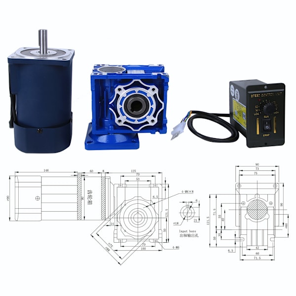 90W Maskväxelmotor 220VAC 5IK90RGN RV40 Hastighetsregulator för maskinutrustning (Reduktionsförhållande 10k)