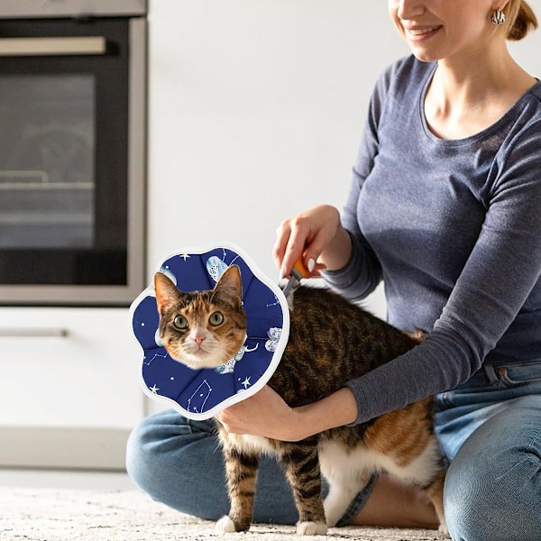 Mjuk katt återställningskrage, skyddande justerbar husdjurskonkrage för efter operation, bekväm lätt Elizabethan krage