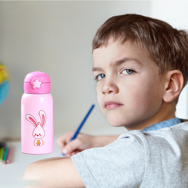 Småbarns Sippy Cup med Straw, Zoo Rustfritt Stål Straw Bottle