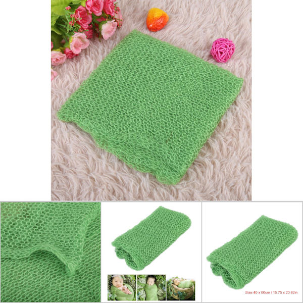 Nyfödd Foto Prop Baby Mjukt Wrap Spädbarn Toddler Sovande Swaddle Filt Grön