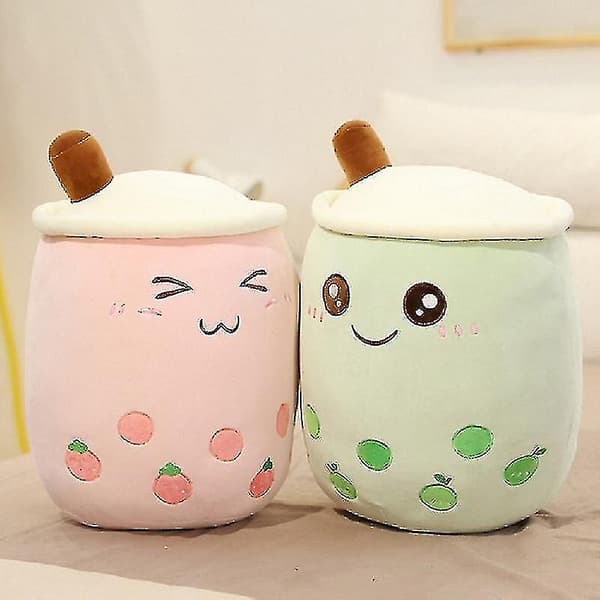 24/35/50/70 cm Plush Doll with Bubble Tea and Smiling Face, White White 35cm